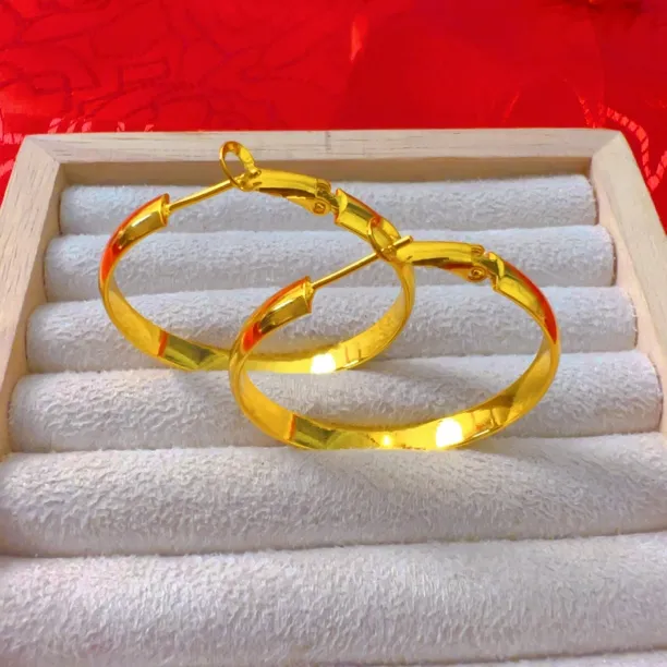 铜合金耳饰 e014 新款时尚休闲百搭宽版圈圈耳环（4cm）