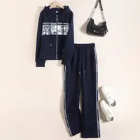 8240秋款女装休闲套装阔腿裤2025新款时尚连帽卫衣外套显瘦两件套