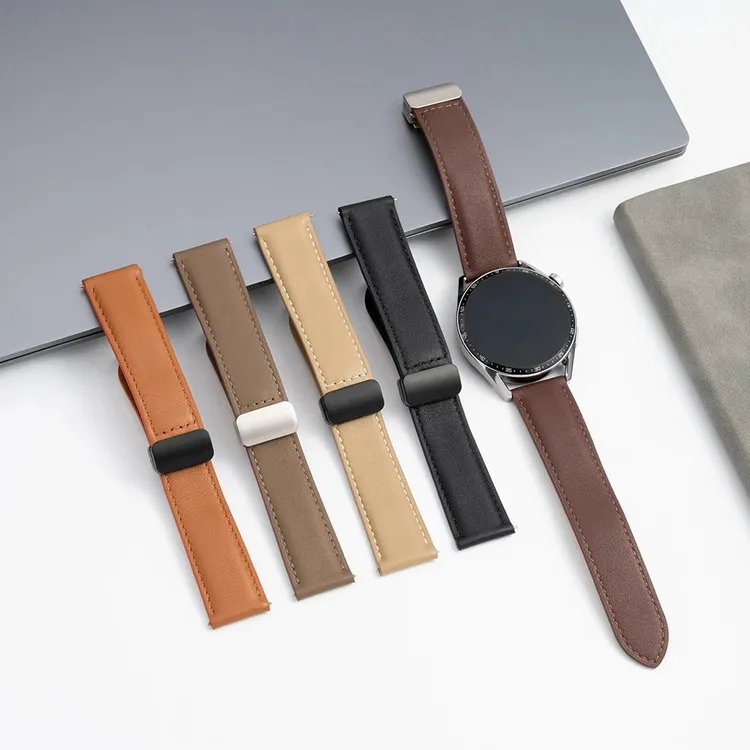 适用华为watch5/4pro真皮表带荣耀GT6磁吸扣商务高级感GT5百搭GT4