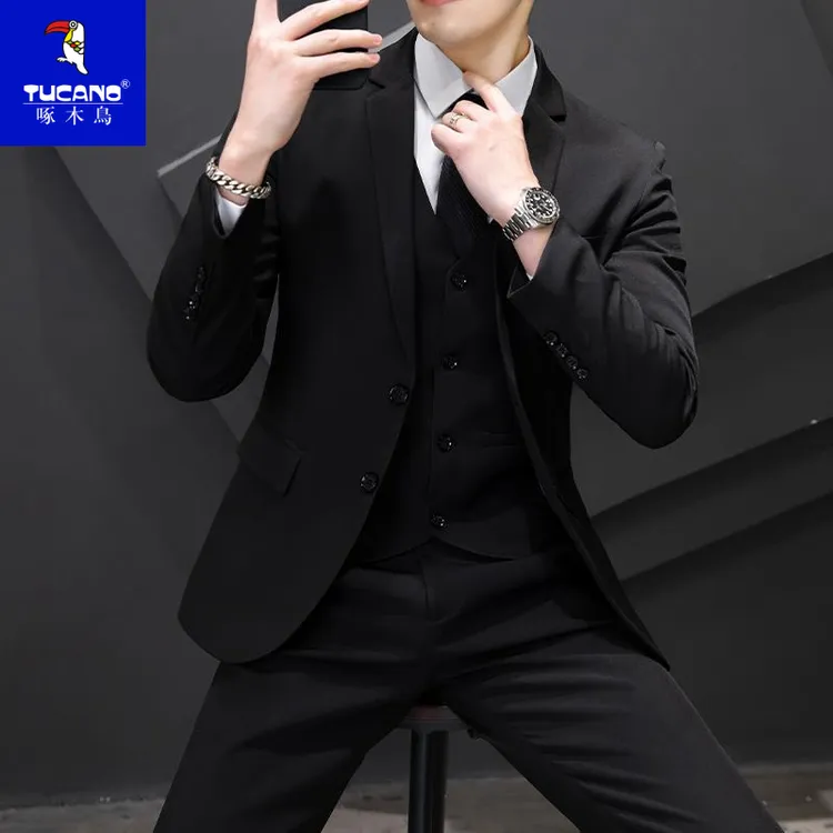 西服套装男士韩版婚礼正装修身结婚伴郎毕业礼服休闲职业西装外套