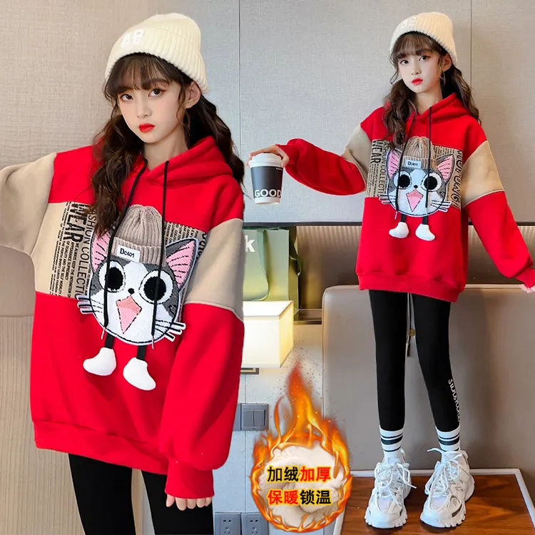 巴拉童年女童卫衣加绒加厚冬装2025年新款中大儿童女孩蛇年本命年