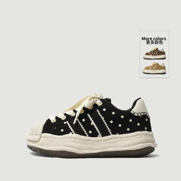 【哈理波点】秋冬新款小众复古百搭情侣时尚厚底潮流低帮溶解鞋