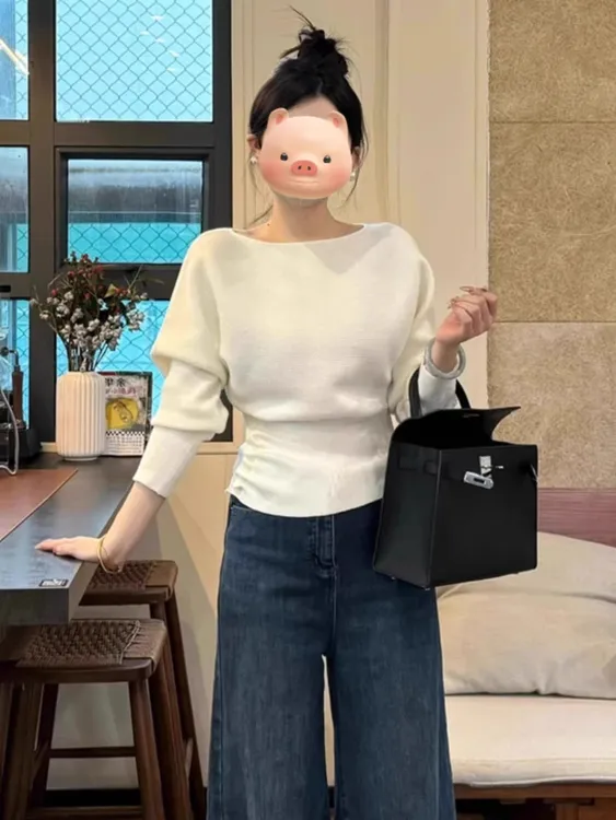 2025新款内搭设计感掐腰毛衣针织衫女秋冬打底衫独特别致收腰上衣