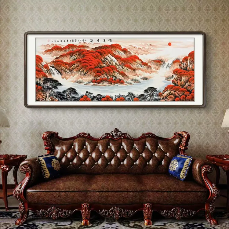 《鸿运当头》纯手绘国画四尺六尺八尺横幅山水厅堂书房挂画文玩探宝