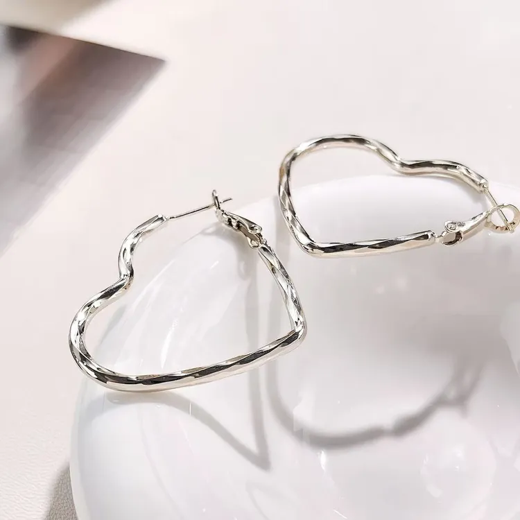 铜合金耳饰  a496 a500 a498欧比雅比【车花爱心耳圈】耳环46919