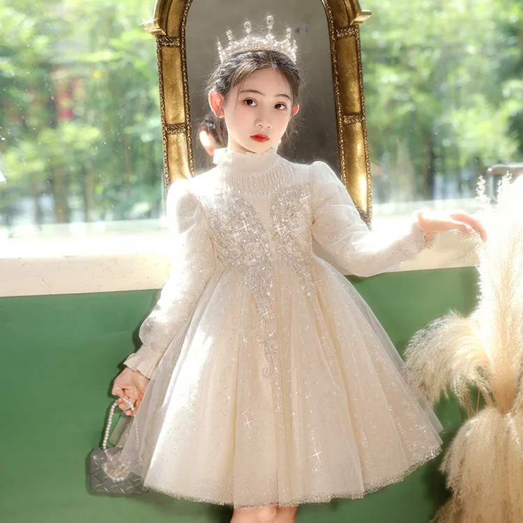 花童婚礼小女孩礼服女童高端生日公主裙儿童主持人钢琴潮款演出服