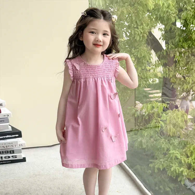 女宝宝夏季裙子2025新款儿童洋气立体蝴蝶连衣裙小女孩甜美公主裙
