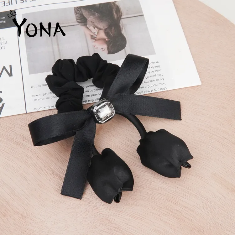 【FQ016】春夏新款郁金香蝴蝶结织带发圈马尾头绳甜美减龄百搭头饰