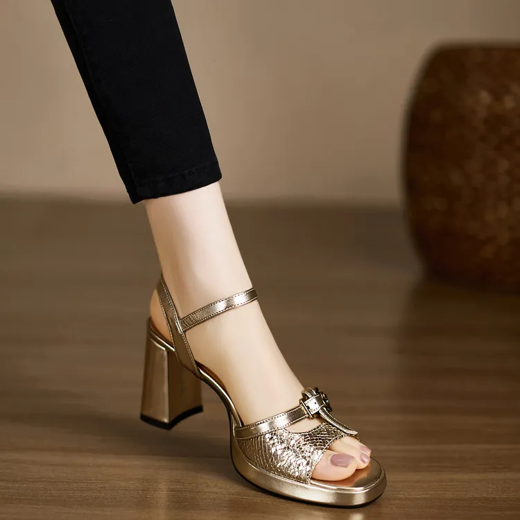 小个子手工女鞋10.5cm~豹纹马毛白搭气质凉鞋女不累脚时尚高跟鞋