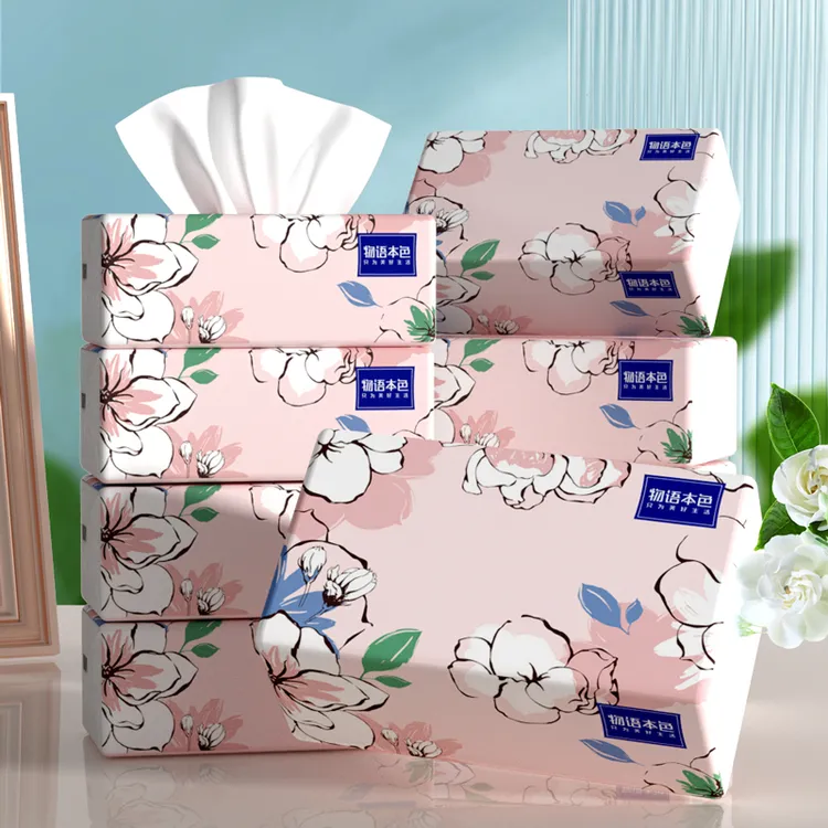 【8包】物语本色茉莉花系列大规格抽纸面巾纸家用
