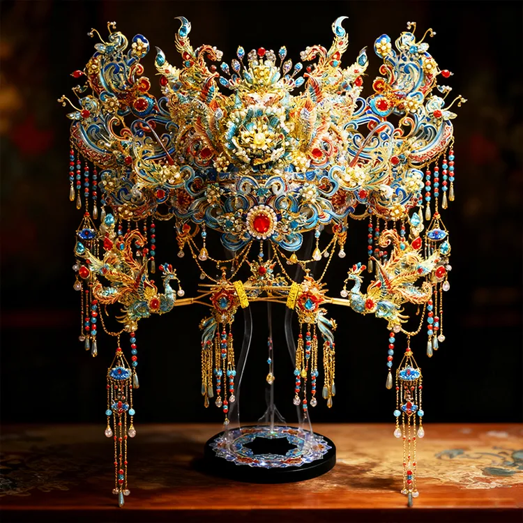 钢达鎏金凤仪冠金属拼图模型3D立体手工高难度3D金属凤冠拼图