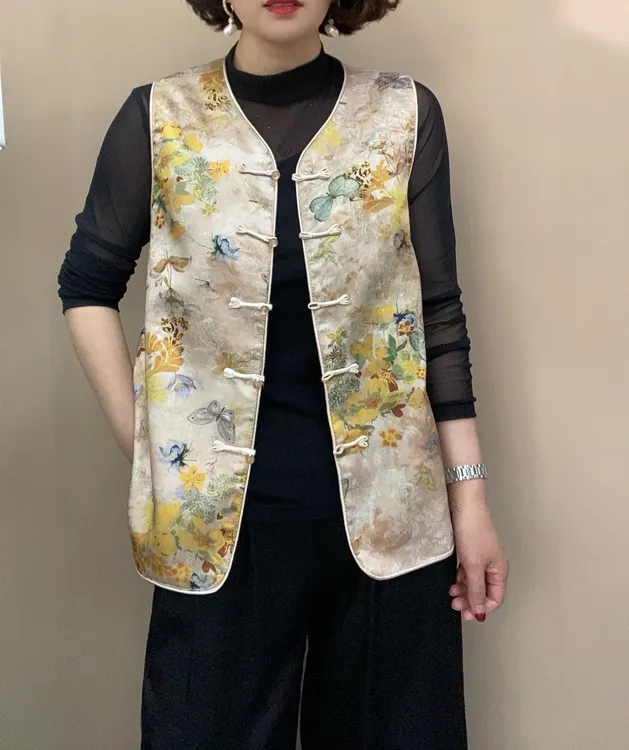 夏季中国风印花刺绣女马夹常规四季通用透气提花百搭复古002