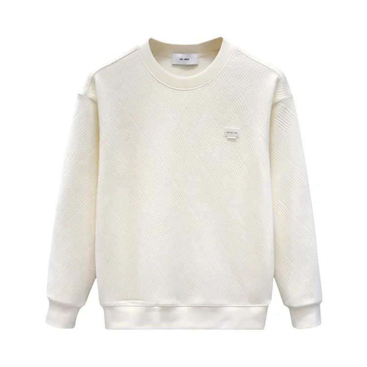 LEROLEHAR菱形纹高端加绒加厚卫衣男冬天打底衫冬季新款男士上衣