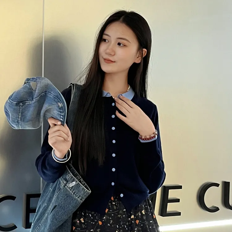 C.crlu可路莎 撞色Polo领毛衫 25冬新款