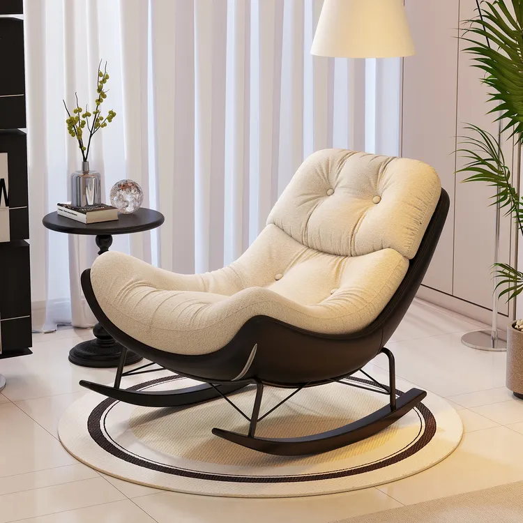 美物俪家真皮摇椅沙发躺椅家用阳台休闲懒人摇摇椅单人椅可躺可睡