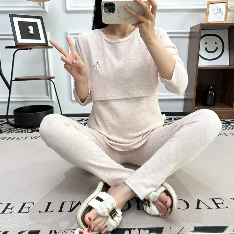 16秋冬孕妇秋衣秋裤哺乳套装产后保暖内衣月子服睡衣加厚彩棉舒绒