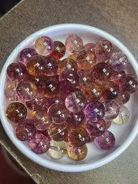 天然水晶散珠 星光紫黄幽灵Y2501  卡12mm  10颗（赠弹力线）