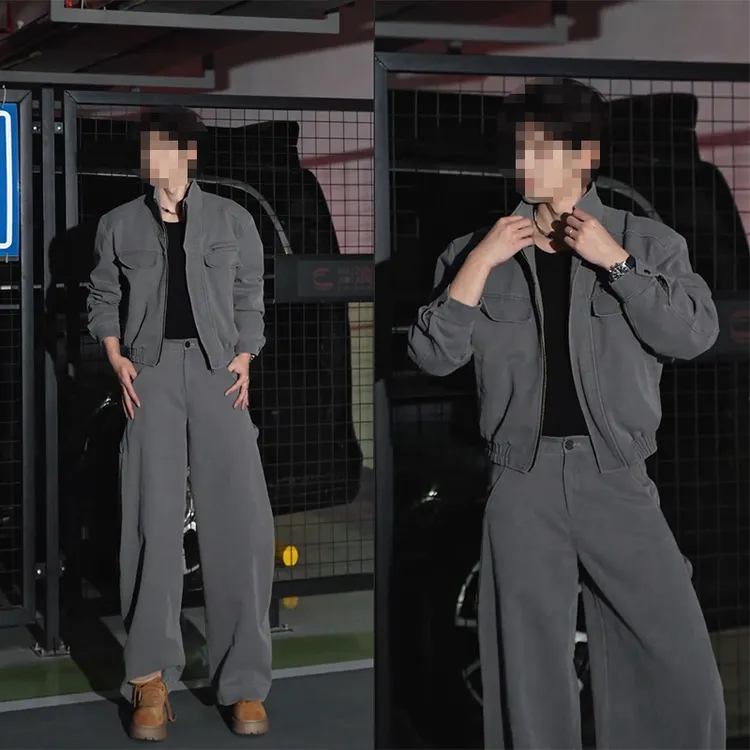 龙刀刀秋季小众潮流复古工装设计感百搭立领夹克宽松阔腿长裤套装