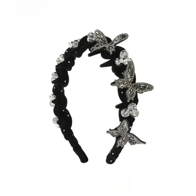 刘校长专属 【蝶与星辰】高定轻奢爆闪高颅顶蝴蝶齿梳发箍c