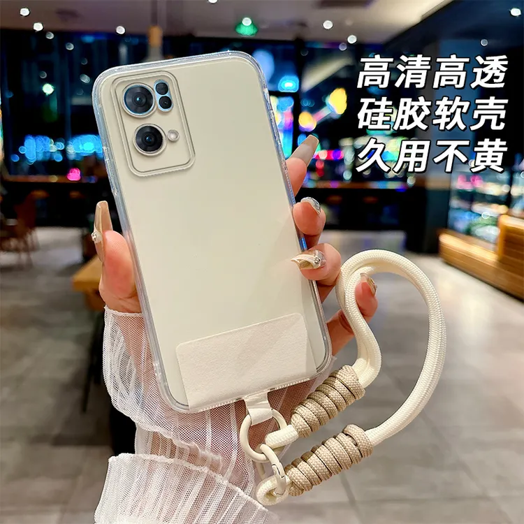 全透明软硅胶oppoReno7pro手机壳PFDM00防摔简约大气全包边精孔女