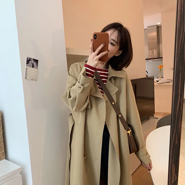 LOSA ROSA气质风衣小个子韩系休闲百搭卡其色高级感秋季外套女F45