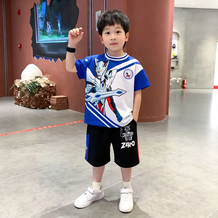 奥特曼套装男童夏季运动衣服2026新款男孩帅气短袖短裤两件套
