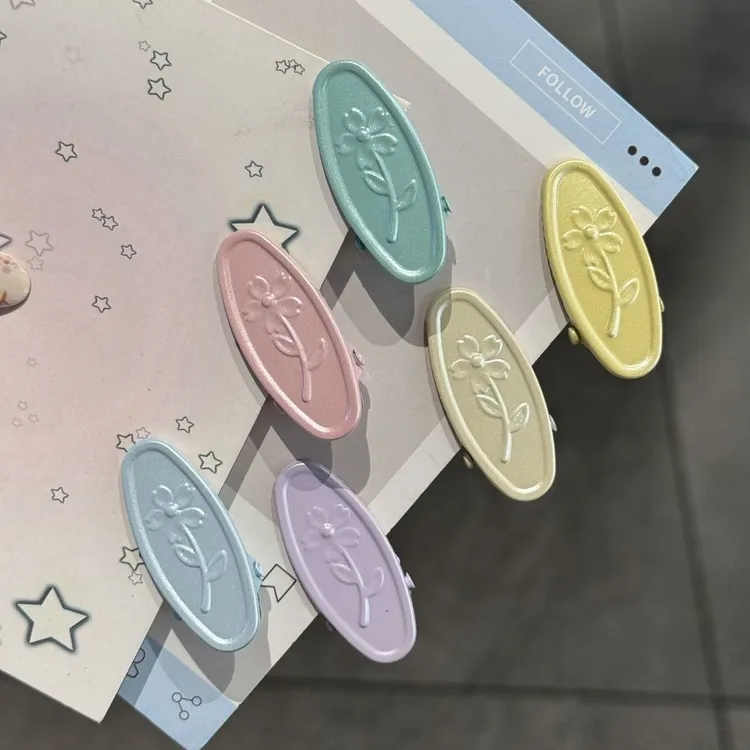 春夏多巴胺椭圆小花发夹可爱ins风碎发刘海夹少女精致前额发卡