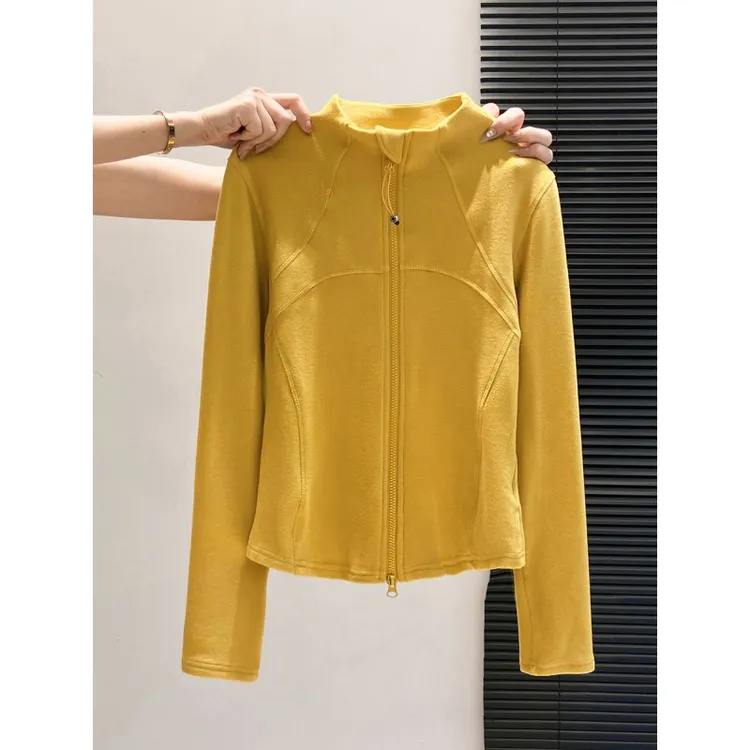 半高领双拉链长袖德绒开衫女秋冬季简约休闲修身显瘦百搭上衣外套