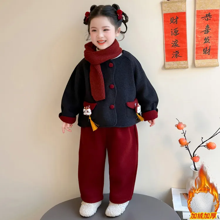 女童拜年服新年装秋冬新款儿童新中式套装国风唐装宝宝喜庆过年服