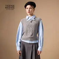 *TeenieWeenie小熊衬衫25秋新款气质学院风拼接上衣女TTYW254TW2B