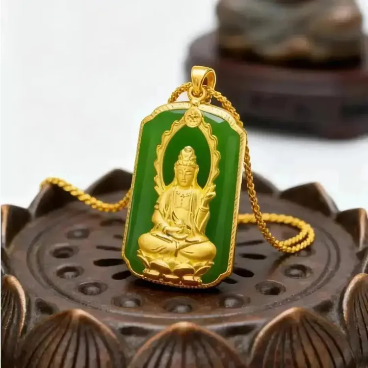 合金吊坠 【师傅推荐】吊坠项链金色吊坠观音佛件平安吊坠商品图