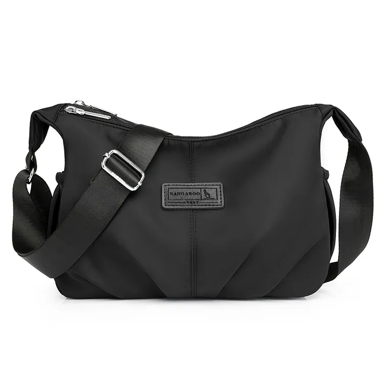 【袋鼠正品】新款时尚单肩包休闲防水三拉链便携出门旅行包斜挎包