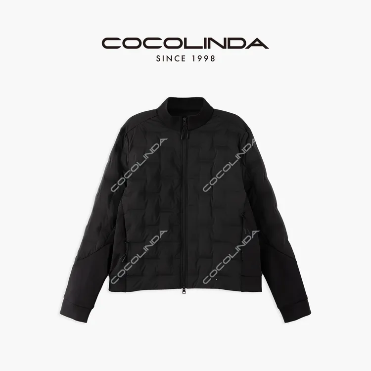 COCOLINDA | 90白鸭绒重工压格老钱风立领拼接运动感羽绒服Y2976