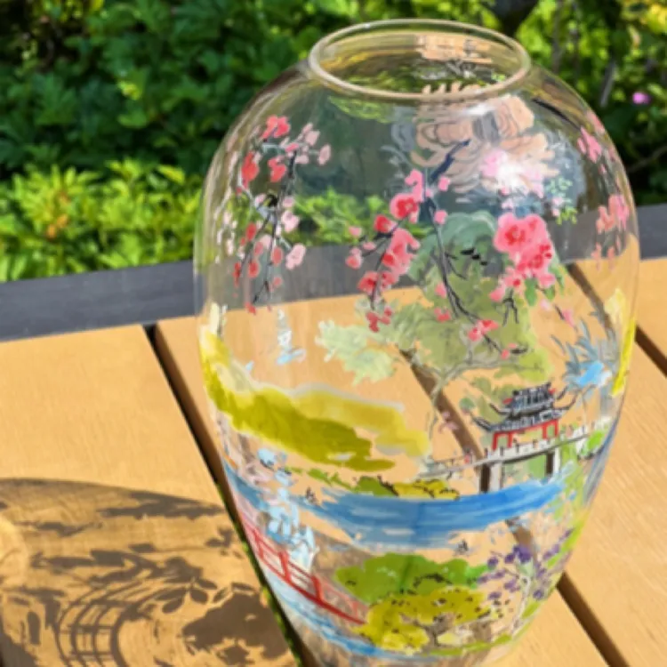 客厅花瓶摆件新中式花艺装饰玻璃工艺品艺术品创意礼品《春和景明》