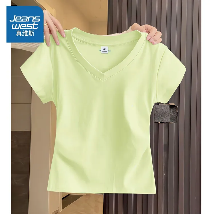 真维斯短袖t恤女夏季抗菌慵懒纯欲风女装衣服小众女装夏天穿搭
