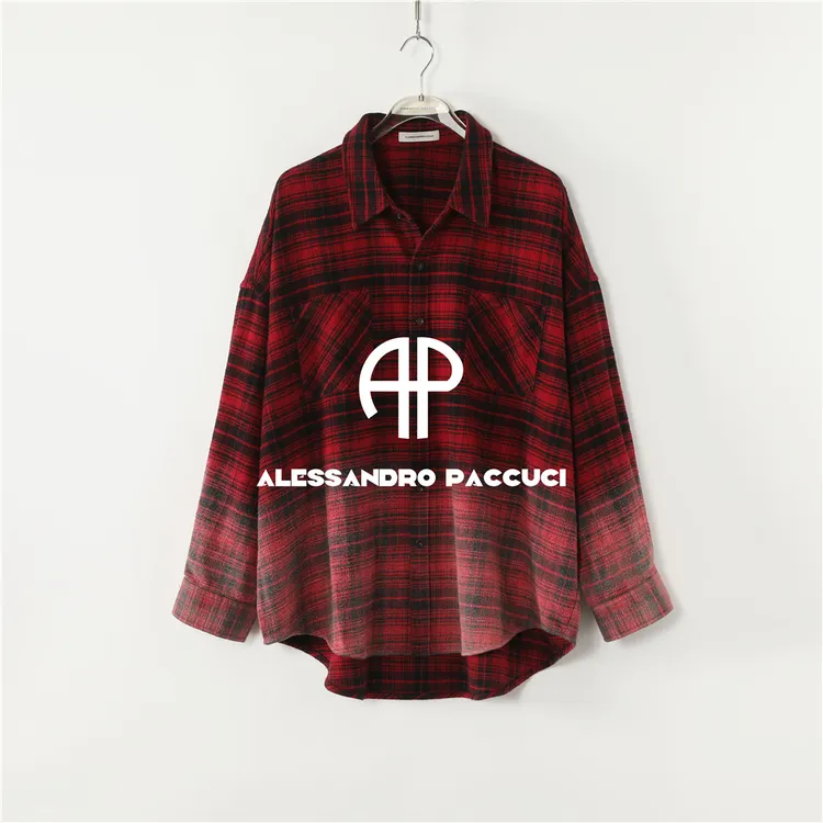 AP洛哥53074HC【休闲范儿】纯棉色织格纹翻领喷马骝褪色感时尚衬衫