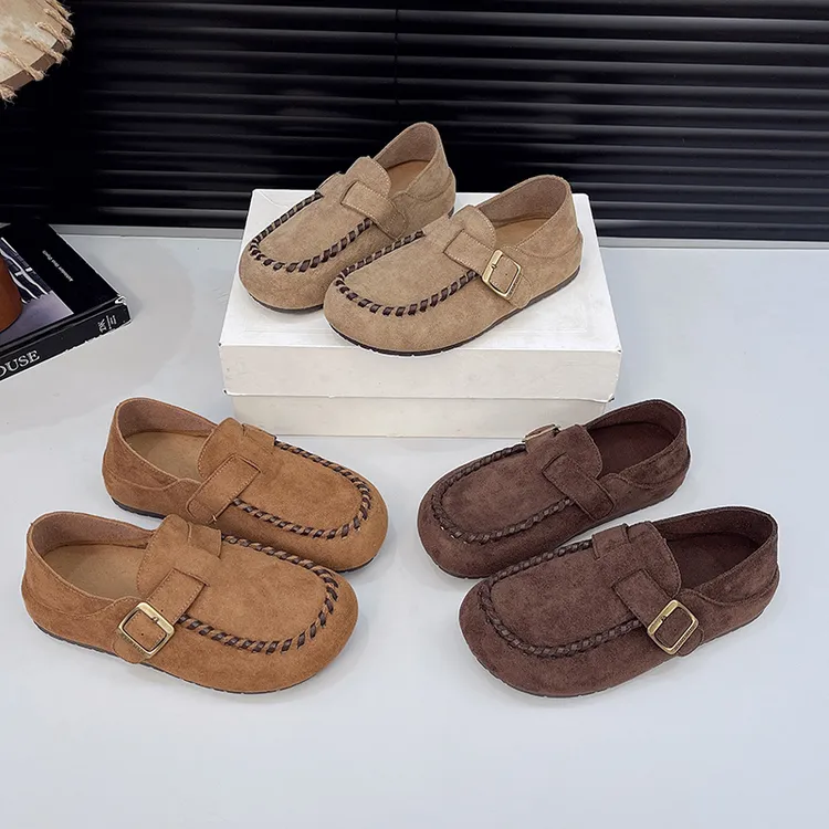 磨砂平底勃肯鞋女2025秋季新款百搭休闲鞋一脚蹬懒人潮鞋可踩脚穿