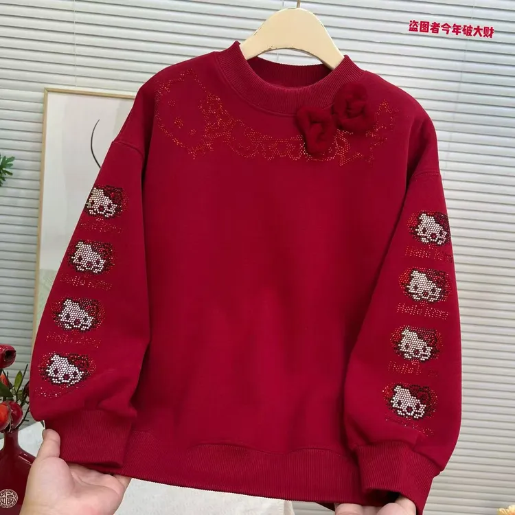 哇塞真好看~女童爆闪凯蒂猫加绒年款卫衣12107