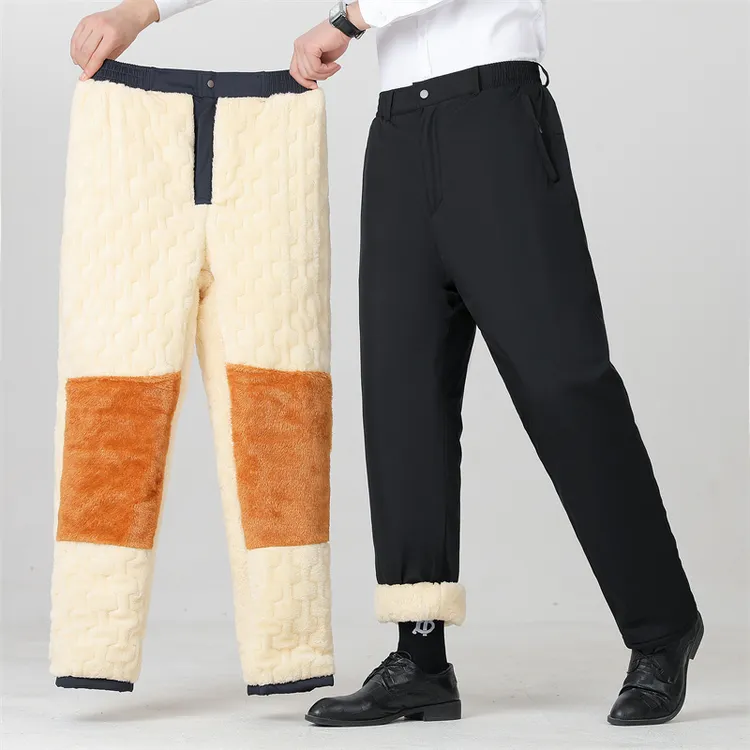 秋冬老年人加绒裤爸爸发热裤长裤户外加棉抓绒羊羔绒加厚运动裤子