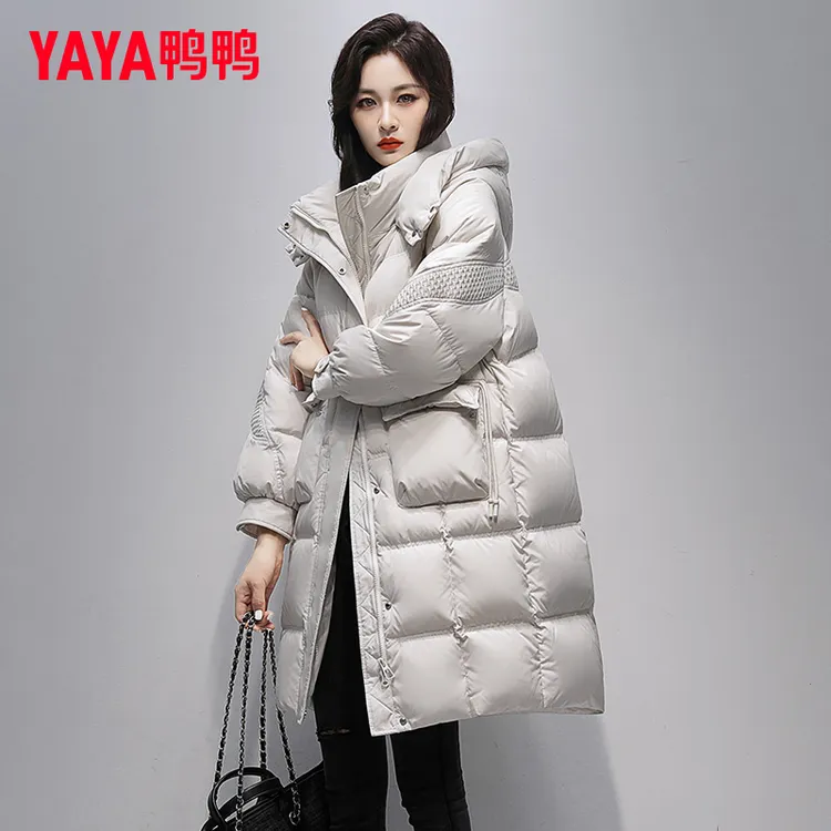 YAYA/鸭鸭中长款羽绒服女2025冬季新款品牌加厚保暖百搭加厚外套