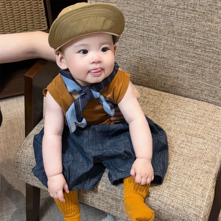 2025新款童装套装 男女儿童夏季森系背心上衣无袖T恤宽松短裤潮