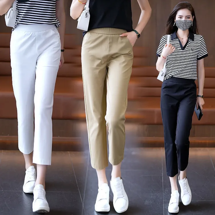 冰丝休闲裤子女2024夏季新款网红爆款八分裤西裤九分哈伦女裤薄款