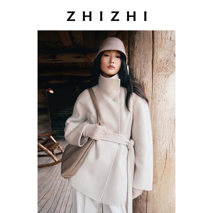 【悠然系列】致知 六幺令 立领短款牦牛绒大衣外套女冬ZZ2EWWWT003