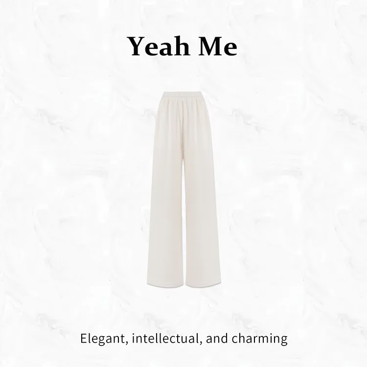 Yeah Me/也觅【浮白无痕】秋冬新品厚款休闲裤时尚气质显瘦高腰长裤