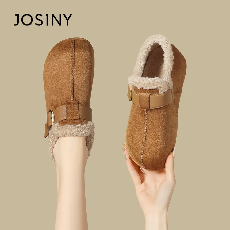 卓诗尼秋冬爆款勃肯棉靴一脚蹬女款2025秋冬新款百搭增高加绒女鞋