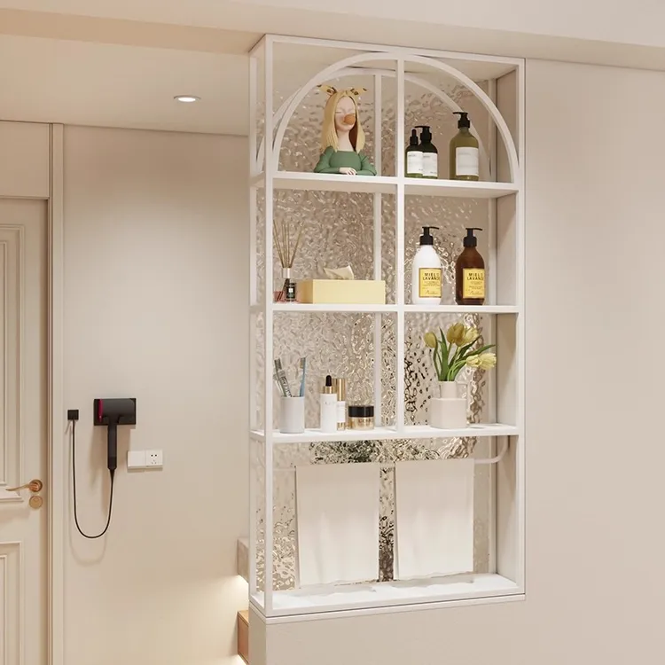 半墙隔断卫生间洗手台客厅奶油风定制简约现代艺术长虹玻璃屏风