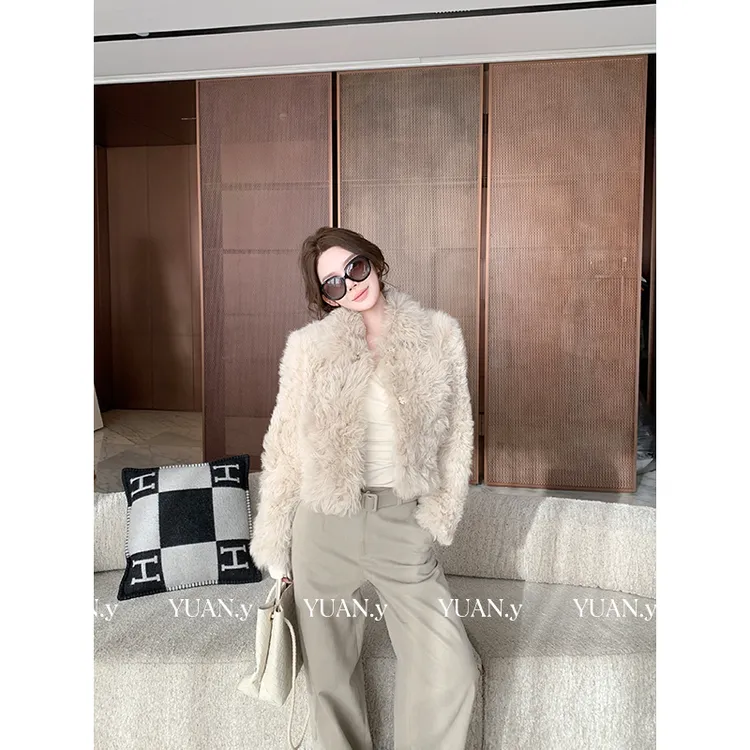 媛媛【都灵黄昏】新款秋冬高级时尚皮毛一体托卡皮草外套女#PC0103