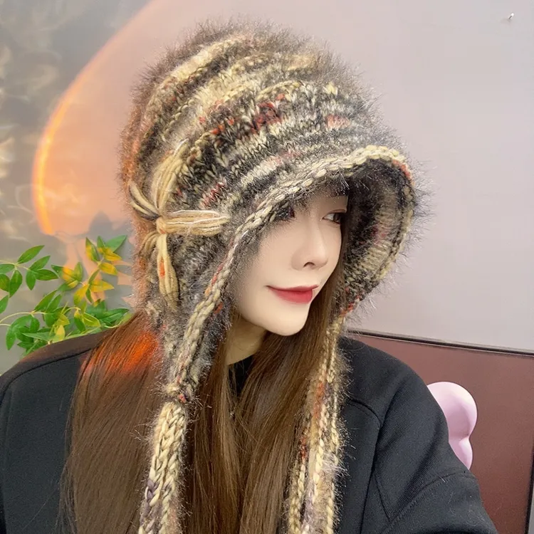 （手工款）加绒加厚炫彩民族风时尚百搭显脸小流苏帽