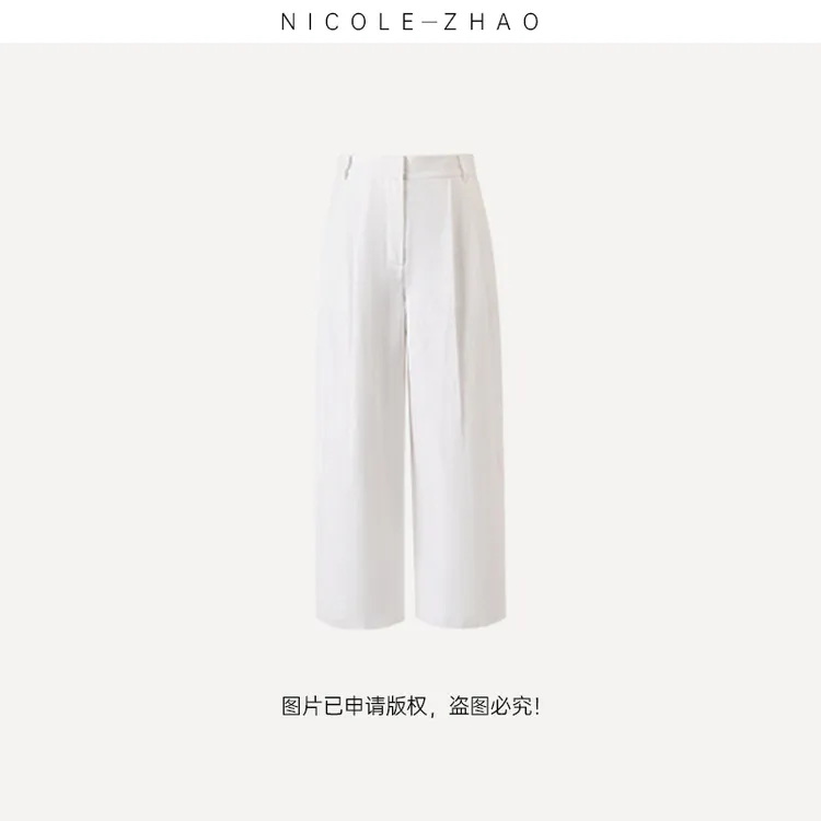 4NKC088【白姑娘】【贵姐NICOLE】设计师高端设计时尚休闲麻裤