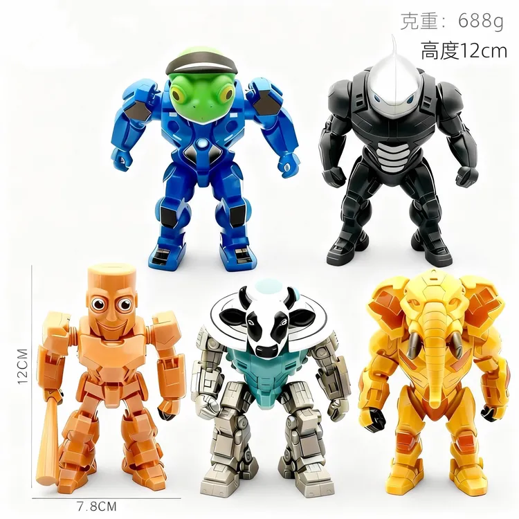 外国山海经大号人形机甲版手办公仔木棍人星球牛大象鲨鱼模型玩具